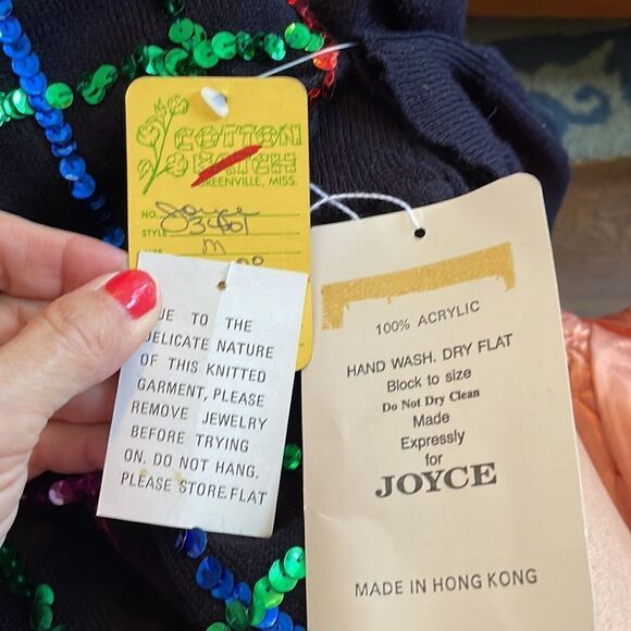 NWT Vtg Regency Collection for Joyce black acrylic sweater/multi color sequins - Picture 9 of 9